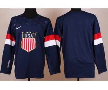 2014 Olympics USA Mens Customized Navy Blue Jersey