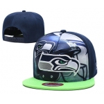 Seahawks Team Logo Navy Adjustable Leather Hat TX