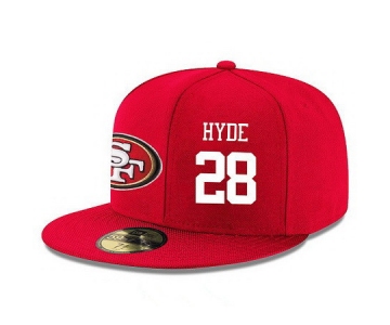 San Francisco 49ers #28 Carlos Hyde Snapback Cap NFL Player Red with White Number Stitched Hat