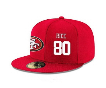 San Francisco 49ers #80 Jerry Rice Snapback Cap NFL Player Red with White Number Stitched Hat