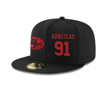 San Francisco 49ers #91 Arik Armstead Snapback Cap NFL Player Black with Red Number Stitched Hat