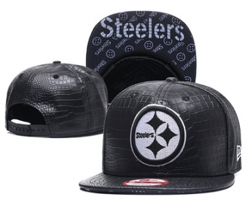 NFL Pittsburgh Steelers Team Logo Black Snapback Adjustable Hat 02