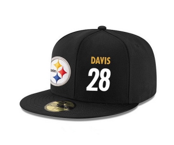 Pittsburgh Steelers #28 Sean Davis Snapback Cap NFL Player Black with White Number Stitched Hat