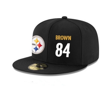 Pittsburgh Steelers #84 Antonio Brown Snapback Cap NFL Player Black with White Number Stitched Hat