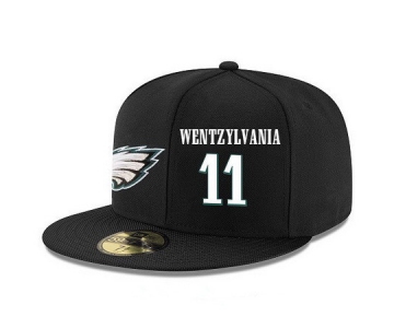 Philadelphia Eagles #11 Carson Wentz Wentzylvania Snapback Cap NFL Player Black with White Number Stitched Hat