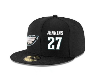 Philadelphia Eagles #27 Malcolm Jenkins Snapback Cap NFL Player Black with White Number Stitched Hat