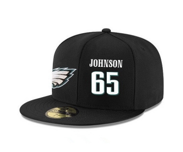 Philadelphia Eagles #65 Lane Johnson Snapback Cap NFL Player Black with White Number Stitched Hat