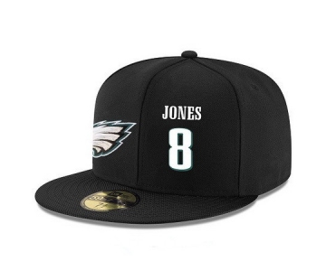 Philadelphia Eagles #8 Donnie Jones Snapback Cap NFL Player Black with White Number Stitched Hat
