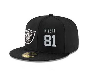 Oakland Raiders #81 Mychal Rivera Snapback Cap NFL Player Black with Silver Number Stitched Hat