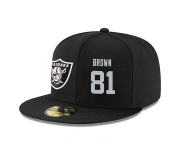 Oakland Raiders #81 Tim Brown Snapback Cap NFL Player Black with Silver Number Stitched Hat