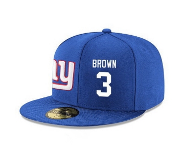 New York Giants #3 Josh Brown Snapback Cap NFL Player Royal Blue with White Number Stitched Hat