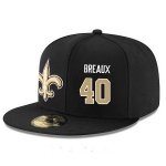 New Orleans Saints #40 Delvin Breaux Snapback Cap NFL Player Black with Gold Number Stitched Hat