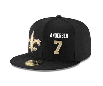 New Orleans Saints #7 Morten Andersen Snapback Cap NFL Player Black with Gold Number Stitched Hat