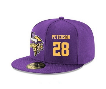 Minnesota Vikings #28 Adrian Peterson Snapback Cap NFL Player Purple with Gold Number Stitched Hat