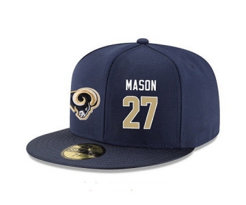 Los Angeles Rams #27 Tre Mason Snapback Cap NFL Player Navy Blue with Gold Number Stitched Hat