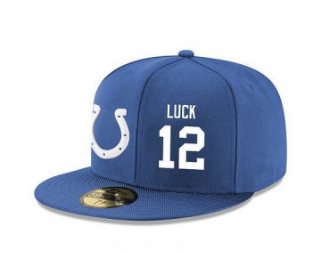 Indianapolis Colts #12 Andrew Luck Snapback Cap NFL Player Royal Blue with White Number Stitched Hat