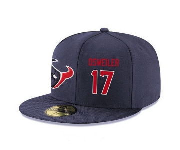 Houston Texans #17 Brock Osweiler Snapback Cap NFL Player Navy Blue with Red Number Stitched Hat