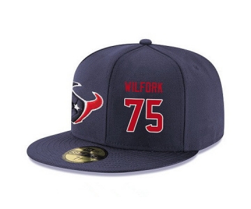 Houston Texans #75 Vince Wilfork Snapback Cap NFL Player Navy Blue with Red Number Stitched Hat