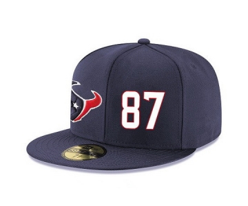 Houston Texans #87 C.J. Fiedorowicz Snapback Cap NFL Player Navy Blue with White Number Stitched Hat