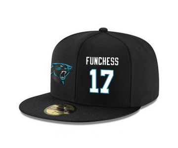 Carolina Panthers #17 Devin Funchess Snapback Cap NFL Player Black with White Number Stitched Hat