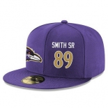 Baltimore Ravens #89 Steve Smith Sr Snapback Cap NFL Player Purple with Gold Number Stitched Hat