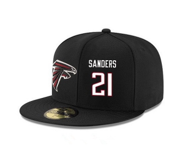 Atlanta Falcons #21 Deion Sanders Snapback Cap NFL Player Black with White Number Stitched Hat