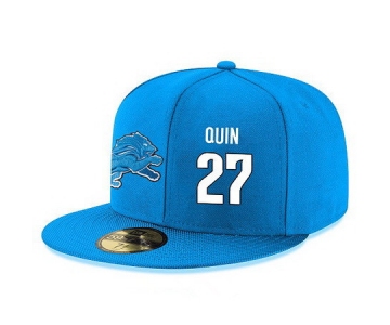Detroit Lions #27 Glover Quin Snapback Cap NFL Player Light Blue with White Number Stitched Hat