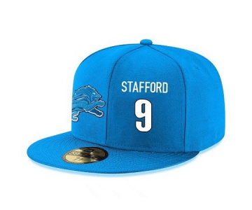 Detroit Lions #9 Matthew Stafford Snapback Cap NFL Player Light Blue with White Number Stitched Hat