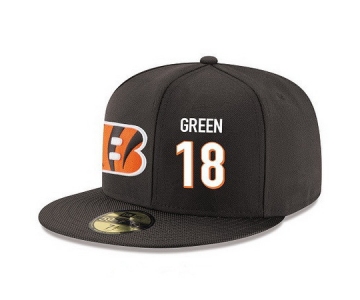 Cincinnati Bengals #18 A.J. Green Snapback Cap NFL Player Black with White Number Stitched Hat