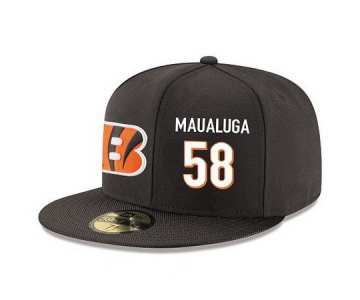 Cincinnati Bengals #58 Rey Maualuga Snapback Cap NFL Player Black with White Number Stitched Hat
