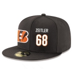 Cincinnati Bengals #68 Kevin Zeitler Snapback Cap NFL Player Black with White Number Stitched Hat