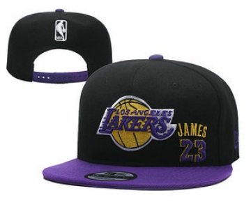 Men's Los Angeles Lakers #23 LeBron James Black Snapback Ajustable Cap Hat YD
