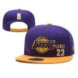 Men's Los Angeles Lakers #23 LeBron James Purple Snapback Ajustable Cap Hat 2