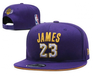Men's Los Angeles Lakers #23 LeBron James Purple Snapback Ajustable Cap Hat