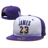 Men's Los Angeles Lakers #23 LeBron James Purple With White Snapback Ajustable Cap Hat