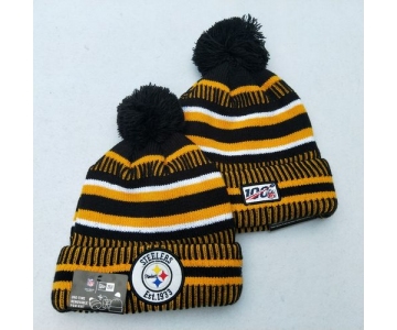 Steelers Team Logo Yellow 100th Season Pom Knit Hat YD