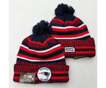 Patriots Team Logo Red 100th Season Pom Knit Hat YD
