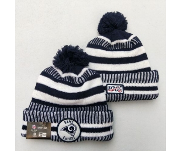 Rams Team Logo Gray 100th Season Pom Knit Hat YD