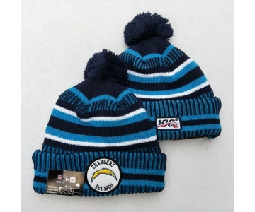 Chargers Team Logo Blue 100th Season Pom Knit Hat YD
