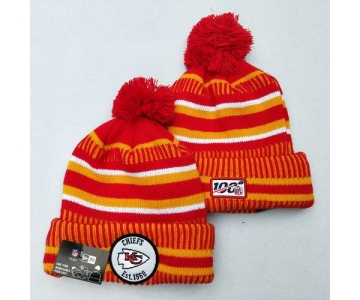 Chiefs Team Logo Red 100th Season Pom Knit Hat YD