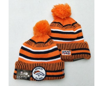 Broncos Team Logo Orange 100th Season Pom Knit Hat YD
