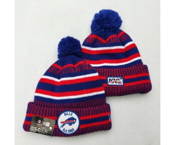 Bills Team Logo Red Royal 100th Season Pom Knit Hat YD