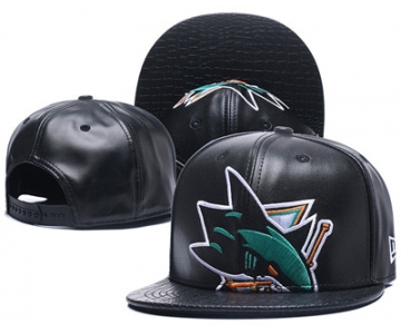 NHL San Jose Sharks Team Logo Black Adjustable Hat L15