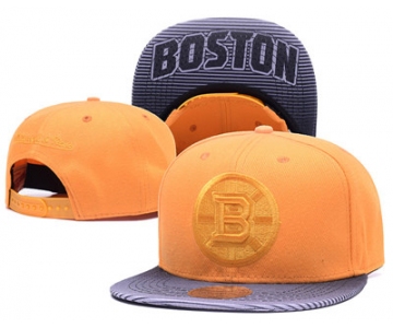 NHL Boston Bruins Team Logo Yellow Mitchell & Ness Adjustable Hat