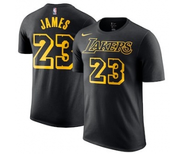 Men's Los Angeles Lakers 23 LeBron James Nike Black City Edition Name & Number Performance T-Shirt