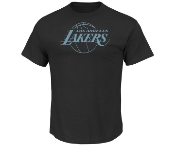 Men's Los Angeles Lakers Majestic Black Tek Patch Reflective T-Shirt
