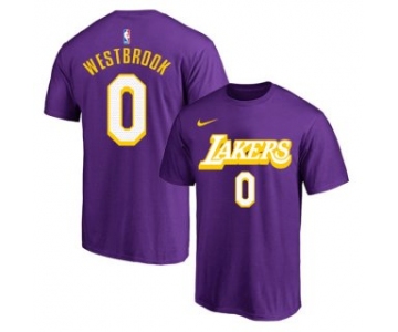 Men's Purple Los Angeles Lakers #0 Russell Westbrook Basketball T-Shirt