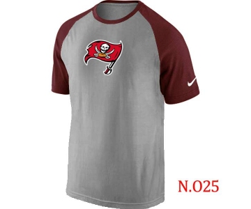 Mens Tampa Bay Buccaneers Ash Tri Big Play Raglan T-Shirt Grey- Red