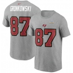 Men's Tampa Bay Buccaneers Rob Gronkowski Nike Heathered Gray Super Bowl LV Champions Name & Number T-Shirt