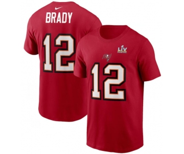 Men's Tampa Bay Buccaneers Tom Brady Nike Red Super Bowl LV Champions Name & Number T-Shirt